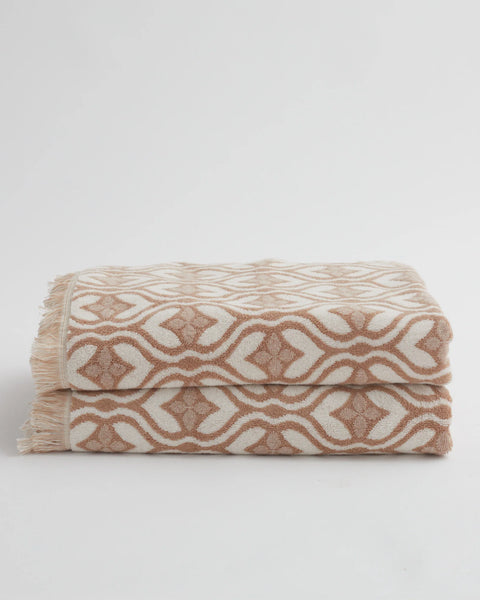 Mosaic Patterned Towel in Stone